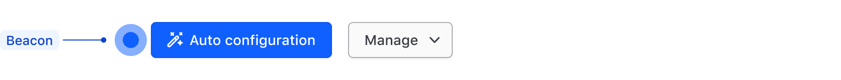 A Beacon attached to a button used to highlight a new function to analyze your configuration using an AI agent